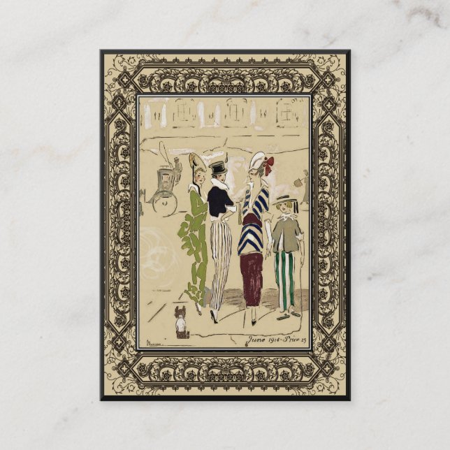 Vintage Fashion Design Small Business Card (Front)
