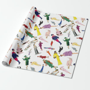 Vintage Fashion Illustration Ladies Wrapping Paper