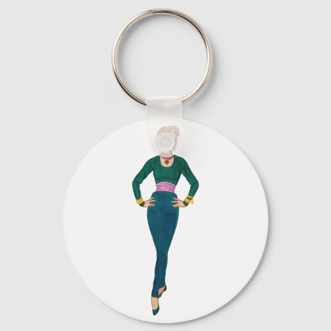 Vintage Fashion Image Keychain (Front)