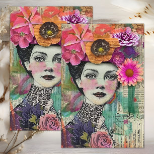 VINTAGE FASHION LADY MIXED MEDIA DECOUPAGE TISSUE PAPER