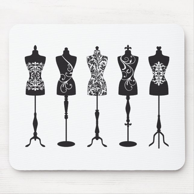 Vintage fashion mannequins silhouettes mouse pad (Front)
