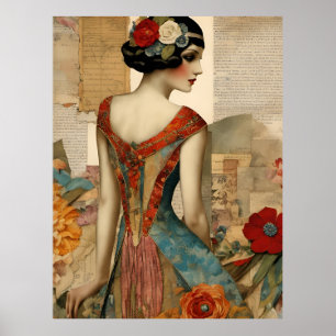 Vintage Fashion Mixed Media Collage Poster