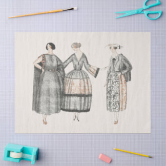 Vintage Fashion Plates Women Decoupage Tissue Paper