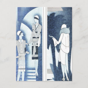 Vintage fashion prints postcard