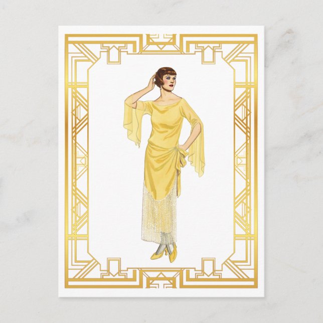 Vintage Fashion Roaring 20s Flapper Evening Gown Postcard (Front)