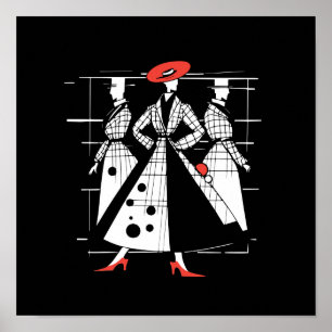 vintage fashion sewing patterns cover art stylized poster