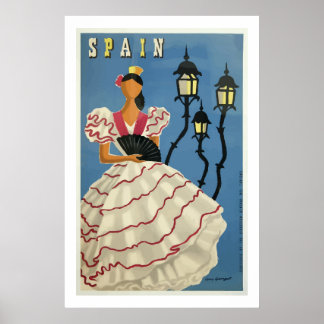 Vintage Fashion Spain Travel Poster Print