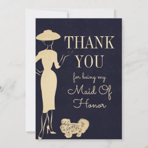 Vintage Fashion Thank You Maid Of Honour Card