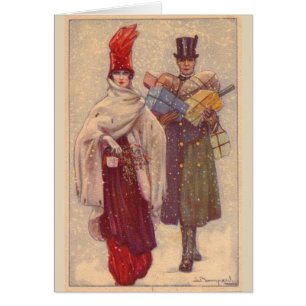 Vintage Fashionable Couple Shopping,