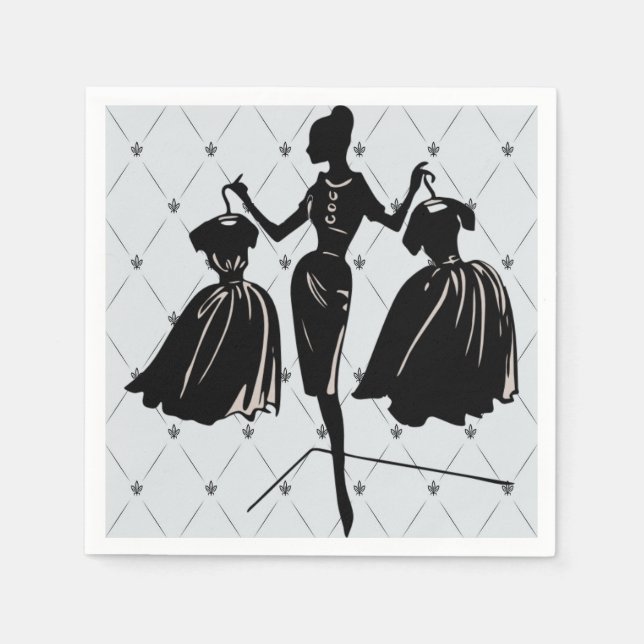 Vintage Fashionista Silhouette Napkins (Front)