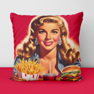 Vintage Fast Food Pin-up Cushion
