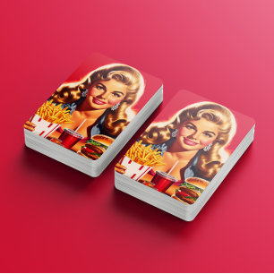 Vintage Fast Food Pin-up Playing Cards