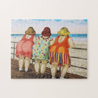 Vintage Fat Bottomed Girls at Beach Jigsaw Puzzle