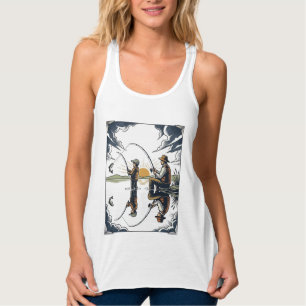 Vintage Father and Child Fishing Engraving Shirt D