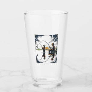 Vintage Father and Child Fishing Engraving Shirt D Glass