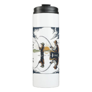 Vintage Father and Child Fishing Engraving Shirt D Thermal Tumbler