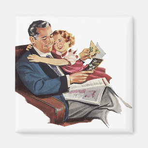 Vintage Father and Daughter, Happy Father's Day! Magnet