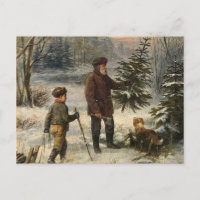 Vintage - Father and Son Picking Christmas Tree