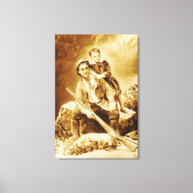 Vintage Father and Son Wrapped Canvas (Front)