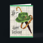 Vintage Father Birthday Card<br><div class="desc">Vintage picture of a man's hat, umbrella and belt are featured on this Birthday card for Dad. Front of card reads, "Hi - Happy Birthday" and inside of card reads, "Dad, Hope your Birthday is relaxing and happy too. You deserve it for all you do!". A great card to give...</div>