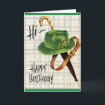 Vintage Father Birthday Card<br><div class="desc">Vintage picture of a man's hat, umbrella and belt are featured on this Birthday card for Dad. Front of card reads, "Hi - Happy Birthday" and inside of card reads, "Dad, Hope your Birthday is relaxing and happy too. You deserve it for all you do!". A great card to give...</div>