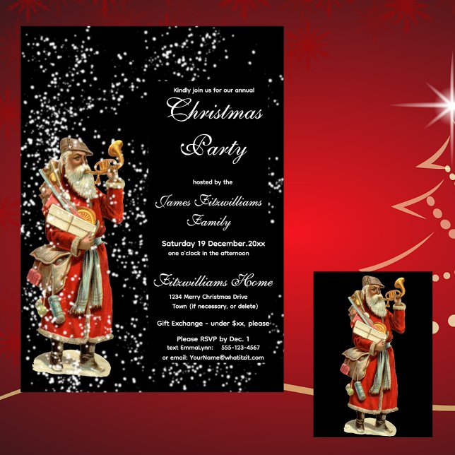 Vintage Father Christmas In Snow Foil Invitation (Creator Uploaded)