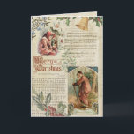 Vintage Father Christmas & Music Ephemera Holiday Card<br><div class="desc">Nostalgic collage featuring vintage ornate Merry Christmas greeting,  Victorian children dressed for winter,  holly,  brass bell,  mistletoe,  old Father Christmas and traditional carol sheet music on aged parchment background.</div>