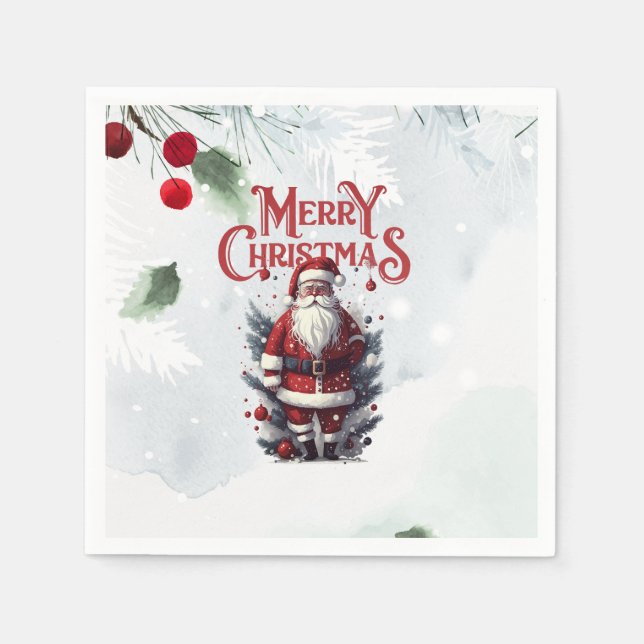 Vintage Father Christmas Santa Claus Holiday  Napkin (Front)