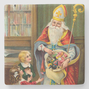 Vintage Father Christmas Stone Coaster