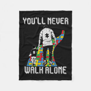 Vintage Father Son Family Autistic Kids Autism Awa Fleece Blanket