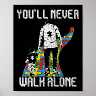 Vintage Father Son Family Autistic Kids Autism Awa Poster