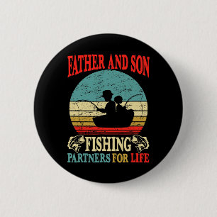 Vintage Father Son Fishing Partners For Life Dad M 6 Cm Round Badge