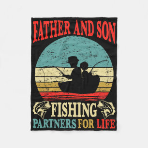Vintage Father Son Fishing Partners For Life Dad M Fleece Blanket