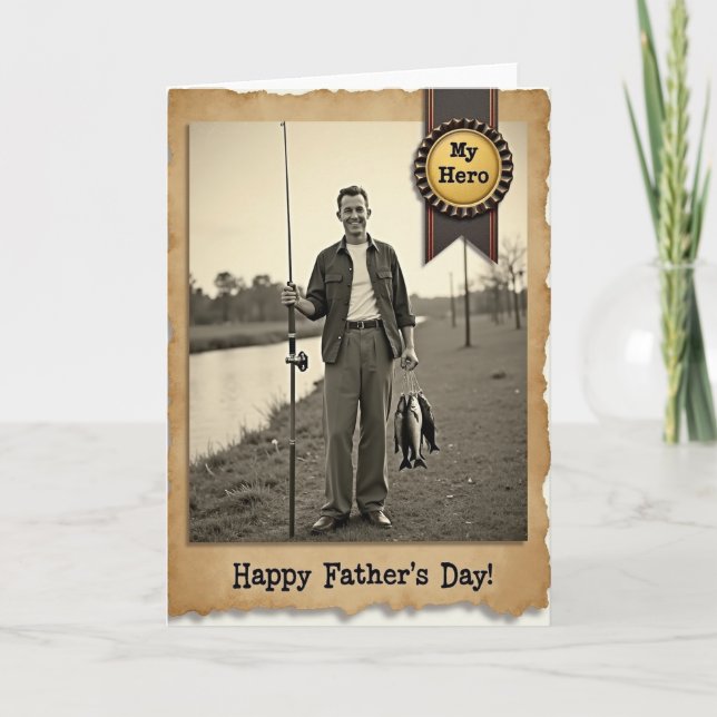 Vintage Fathers Day Fishing Card (Front)