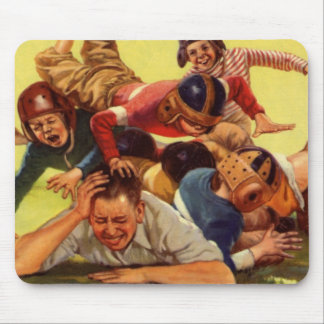 Vintage Father's Day, Football Kids and Family Dog Mouse Pad