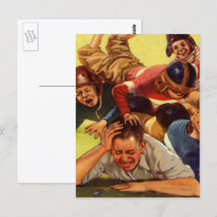 Vintage Father's Day, Football Kids and Family Dog Postcard
