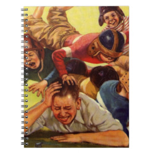 Vintage Father's Day, Football Kids and Family Dog Spiral Notebook