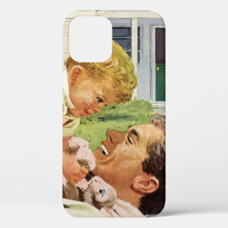 Vintage Fathers Day, Happy Family in the Suburbs iPhone 12 Case