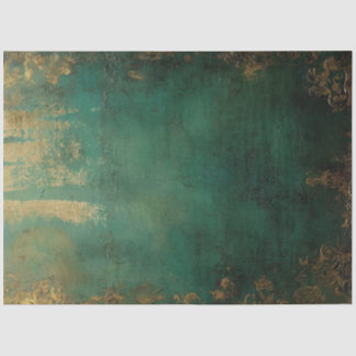 Vintage faux gold baroque ornament emerald green tissue paper