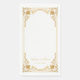 Vintage Faux Gold Wedding Antique Elegant Script Napkin