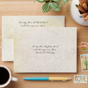 Vintage Faux Lace Inspired Parchment Wedding Envelope