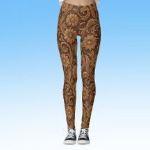 Vintage Faux Leather with Tooled Look Floral
