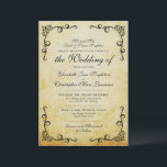 Vintage Faux Parchment Elegant Formal Wedding Invitation<br><div class="desc">This gorgeous wedding invitation features a vintage design with curly decorative corners and a faux parchment background. The classic style evokes old world elegance, perfect for a fairy tale happily ever after. This invitation features fancy script lettering and formal wording where the wedding is being hosted by the parents of...</div>