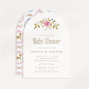 Vintage Fawn Baby Shower Invitation