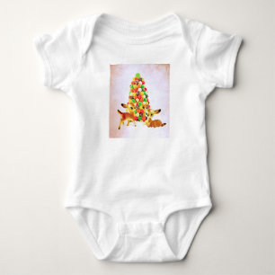 Vintage Fawns by Gumdrop Christmas Tree Baby Bodysuit