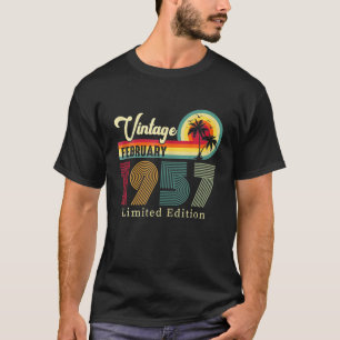 Vintage-February-1957-Birthday-On-The-Beach-65Th T-Shirt