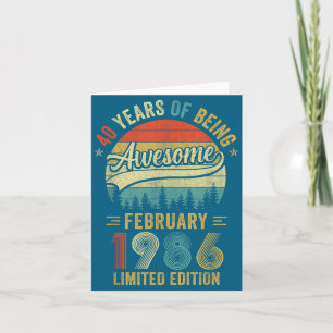 Vintage February 1986 Old 40th Illustration Card
