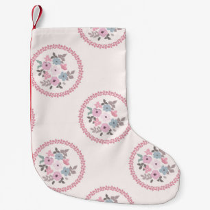 Vintage feedsack pattern in small flowers. Millefl Christmas Stocking
