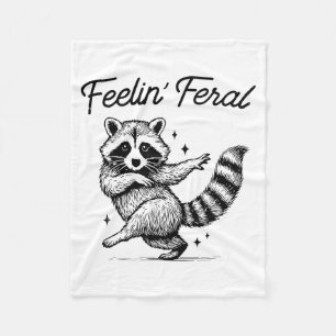 Vintage Feeling Feral Raccoon Meme Funny Trash Pan Fleece Blanket