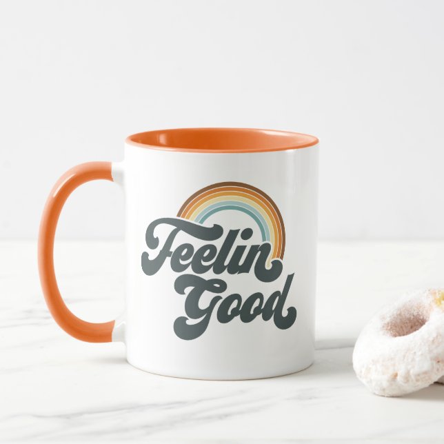 Vintage Feeling Good Rainbow Mug (With Donut)